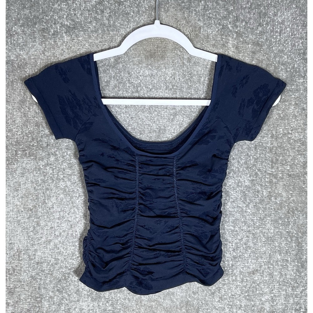 Intimately Free People Gotta Be You Seamless Tee Womens M/L Jacquard Floral Crop